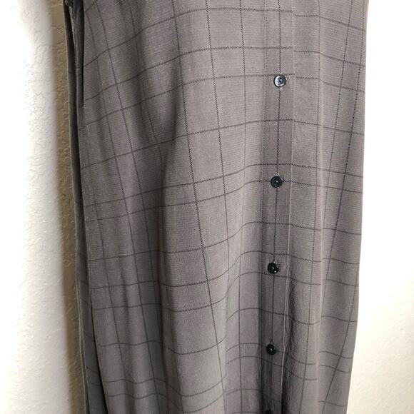 Eileen Fisher charcoal gray black plaid sleeveless button down dress Extra Small - Picture 3 of 15
